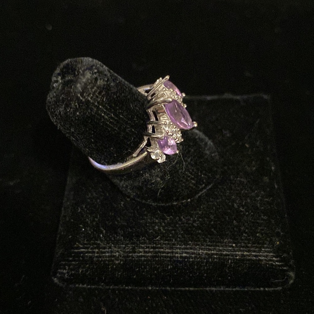 Sterling Silver Amethyst Colored Stone Ring - image 5